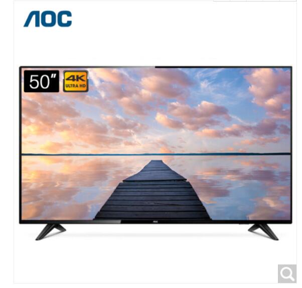 AOC液晶平板电视 50英寸大屏显示器 4K高清HDR 10bit色彩 开关机无广告 酒店公寓宾馆智能电视机H50P3