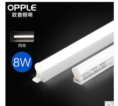 欧普照明（OPPLE）LED灯管T5一体灯带日光灯长条节能灯具 可替换灯管【0.6m 白光8瓦】带电源线